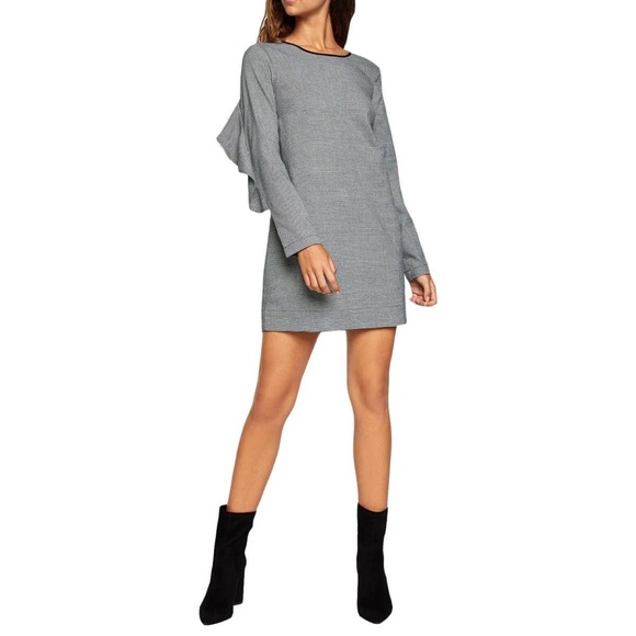 EUC BCBGeneration Size Medium Elegant Black and‎ White Houndstooth Ruffle Dress - Picture 4 of 14